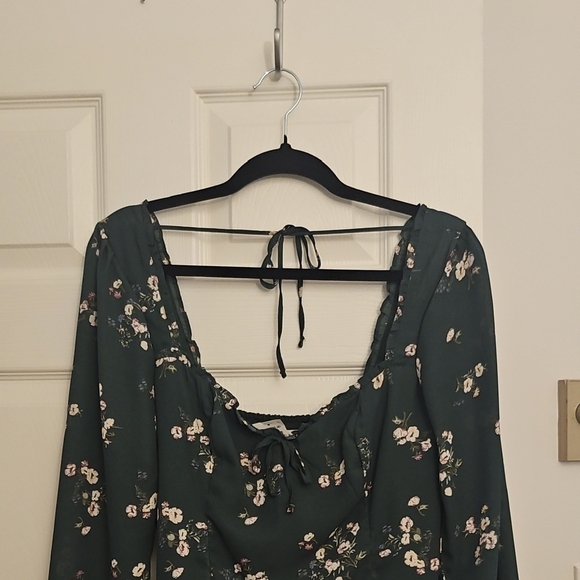 Floral Green Long Sleeve Shirt Blouse - Picture 1 of 5